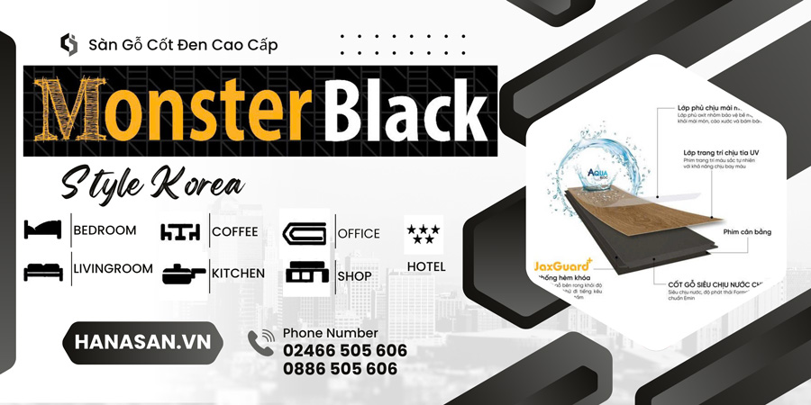 Sàn gỗ monster black cốt đen