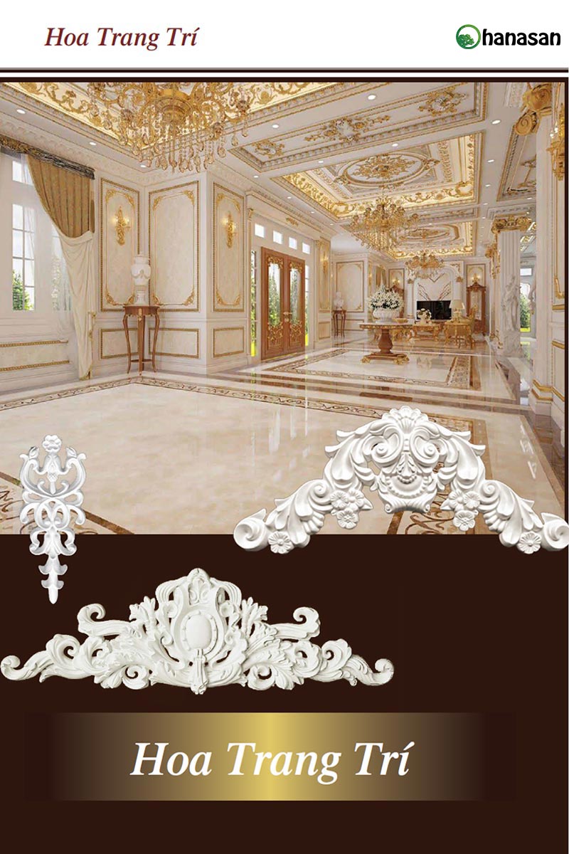 hoa trang trí trần tường PU